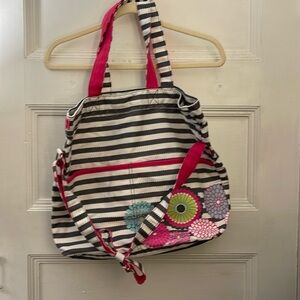 NWOT Thirty One Retro Metro Bag Purse Striped with flower detailing